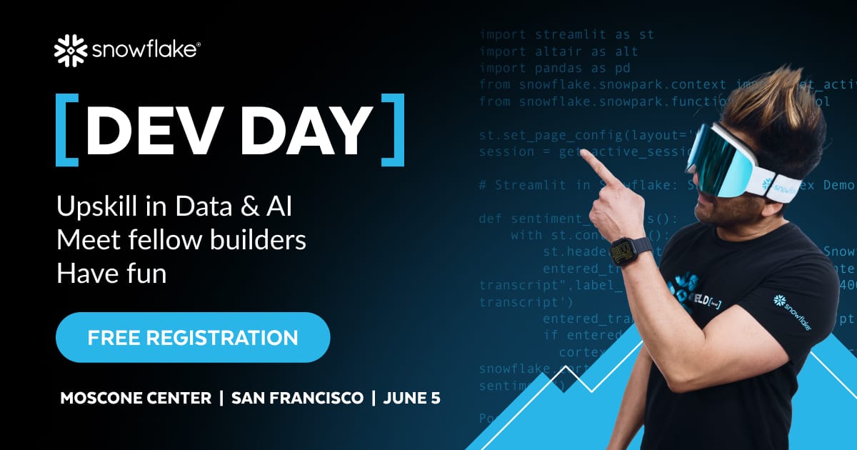 Promo banner for: Snowflake’s Dev Day 2025